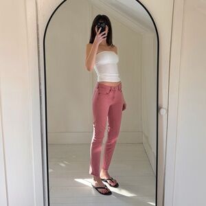 J. Crew 8” Midrise Skinny Denim Pant Coral Pink Size 27 Retail $80